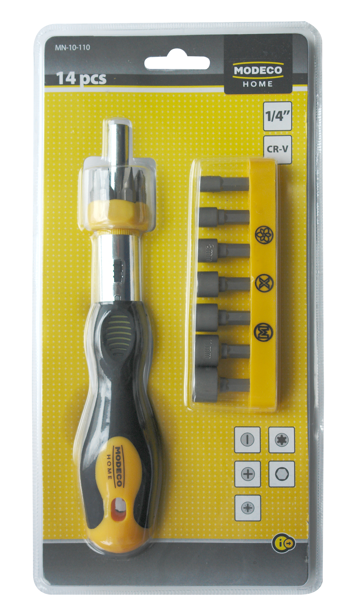 Mn-10-110 Multiscrewdriver with ratchet, bits and sockets 13 pcs